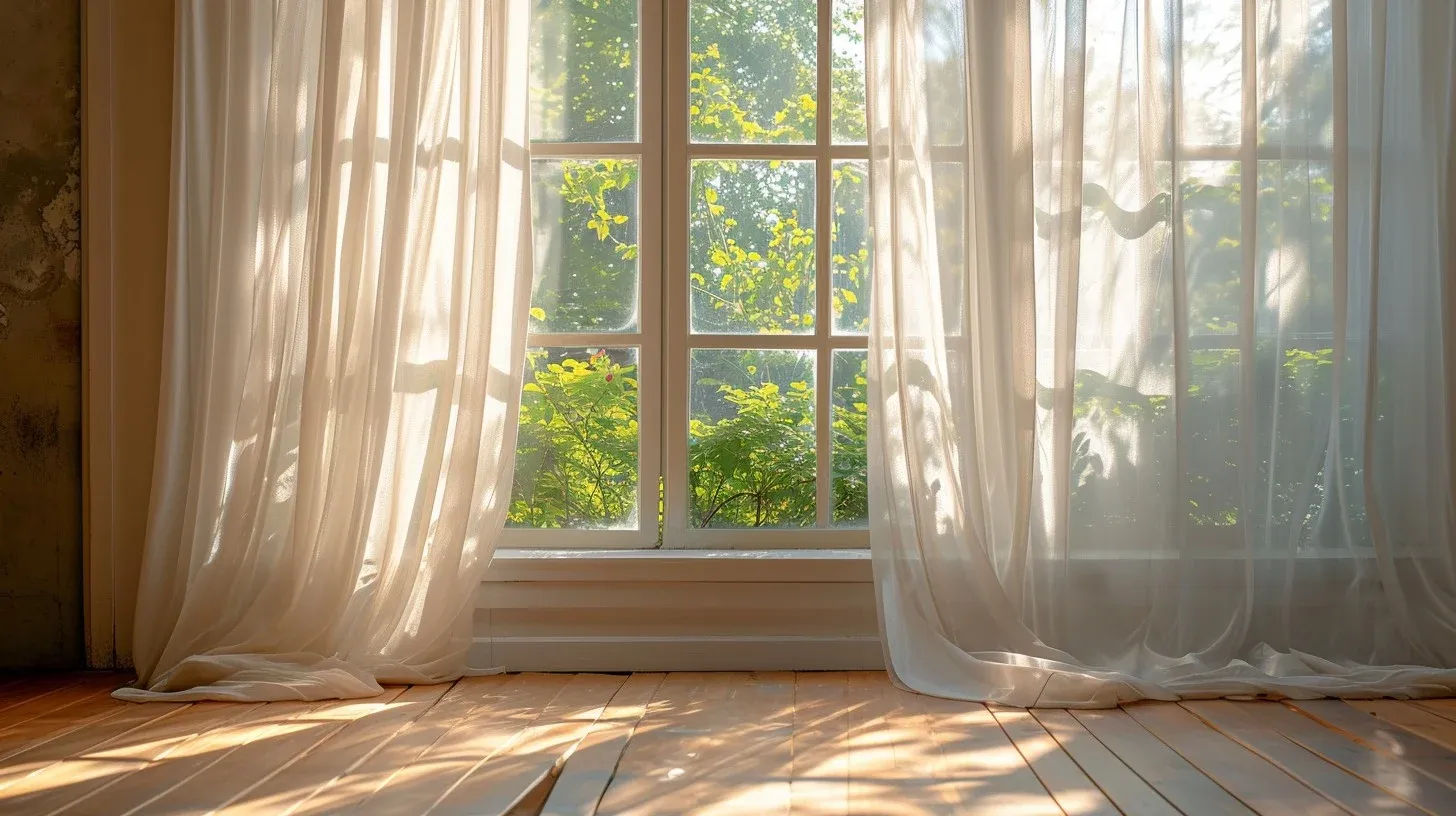 Bright, clean home with sunlight streaming through curtains