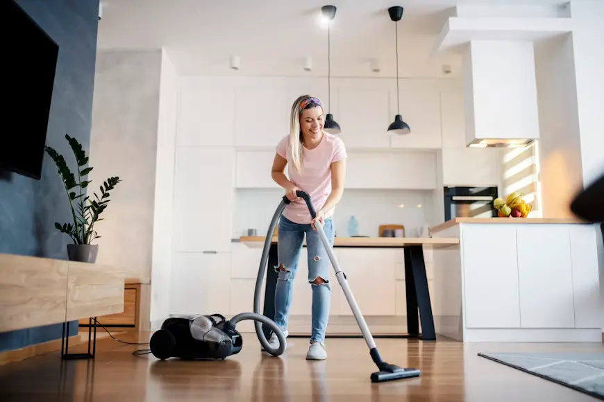 Cleaning point of view while vacuuming a home